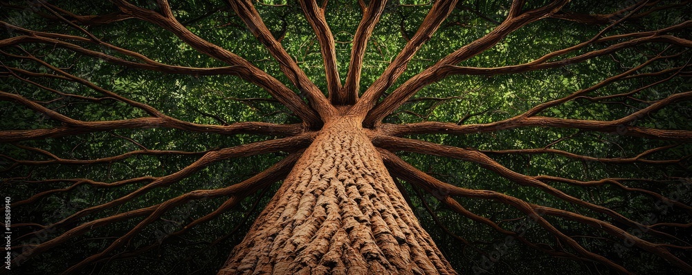 Aufkleber plane tree abstract background idea. a majestic tree with sprawling branches and lush green leaves, 