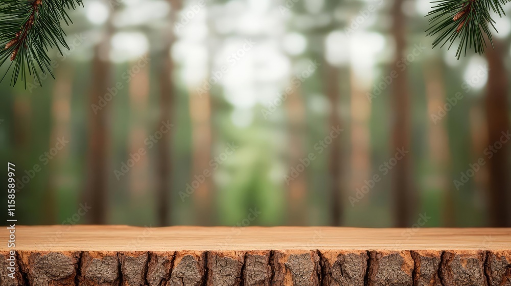 Poster pine tree abstract background idea. wooden surface in a lush forest backdrop, perfect for nature-ins