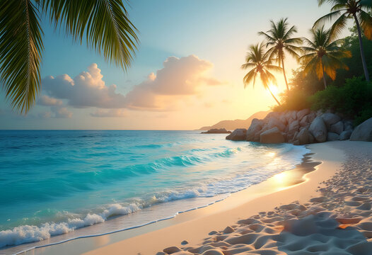 Beautiful colorful clean beach island vector illustration
