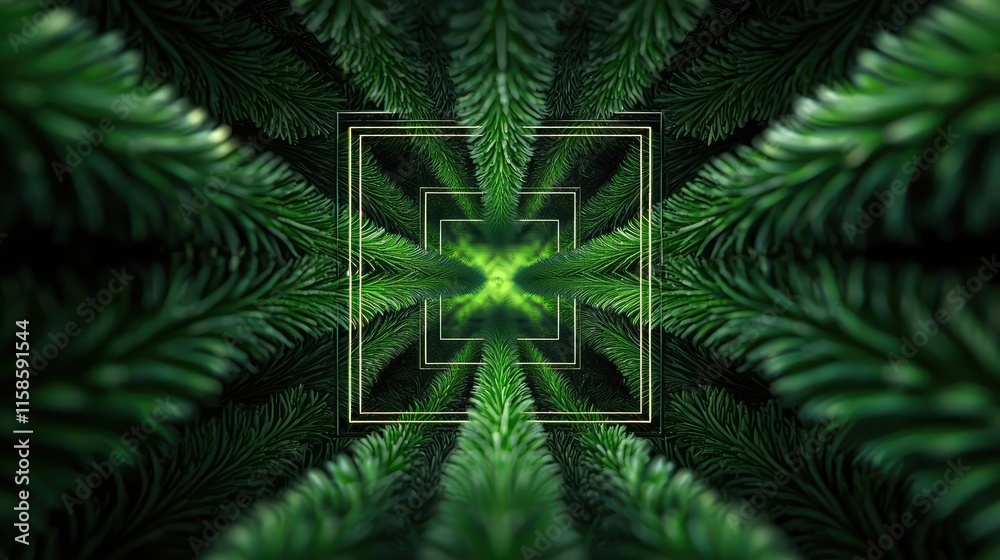 Aufkleber Pine tree abstract background idea. Intricate patterns of green foliage create a mesmerizing visual experience.