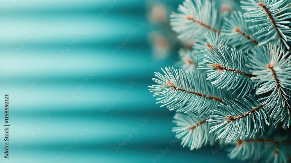 Aufkleber pine tree abstract background idea. close-up of pine needles against a soft blue background, showcas