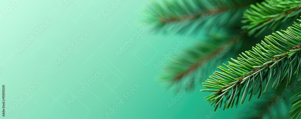 Poster pine tree abstract background idea. close-up view of vibrant green pine needles against a soft green