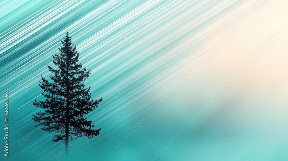 Poster pine tree abstract background idea. a solitary tree silhouetted against a vibrant, abstract backgrou