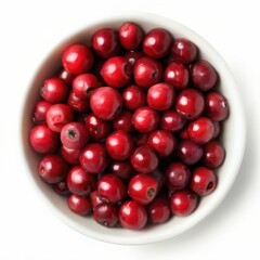 Fresh and Juicy Red Berries in White Bowl from Top View