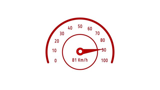 Digital speed meter animation. meter Speed Animation or speed test tachometer,  motion graphic speed meter concept, Red color Speed Meter On White Background, speedometer kilometer 4k video