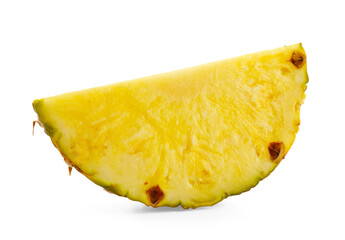 One slice of ripe pineapple isolated on white