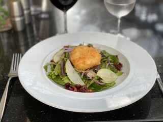 Goat cheese salad on a plate