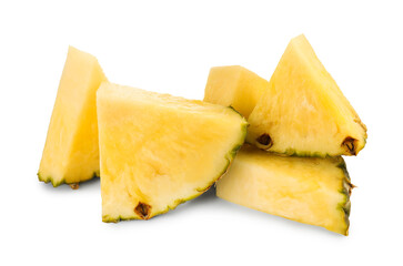 Pieces of juicy pineapple isolated on white