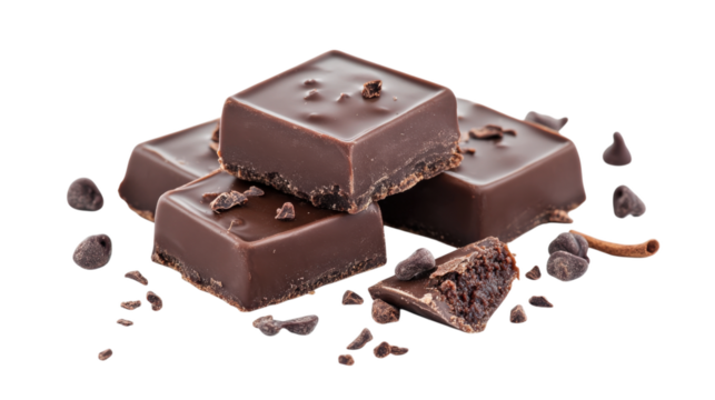 Delicious cho te squares stacked on transparency background, showcasing rich texture and glossy finish. Perfect for dessert lovers and cho te enthusiasts