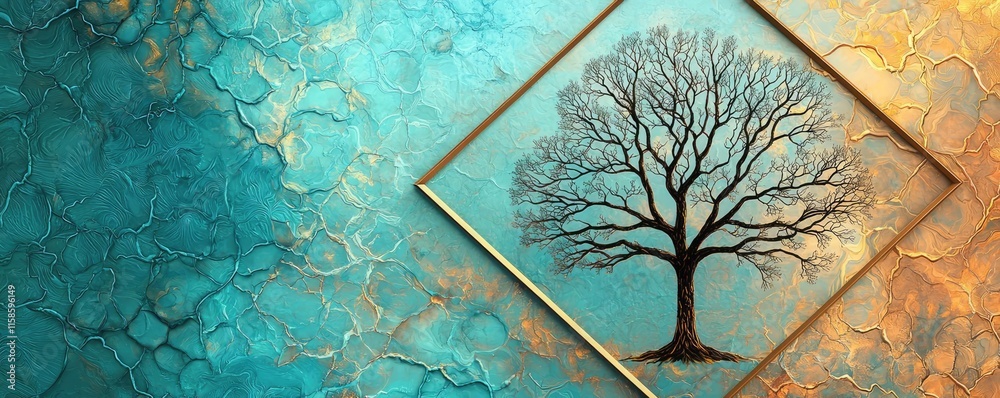 Poster plane tree abstract background idea. abstract tree illustration with vibrant background, symbolizing