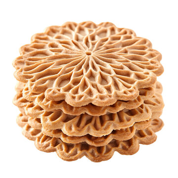 Traditional pizzelle cookies showcasing their intricate design.
