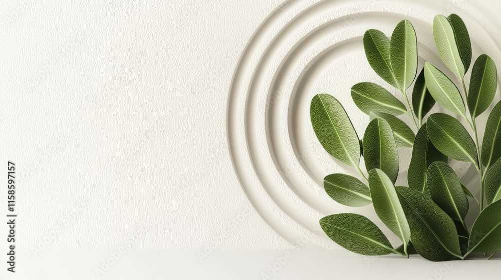 Poster sage leaves abstract background concept. a modern composition featuring elegant green leaves against