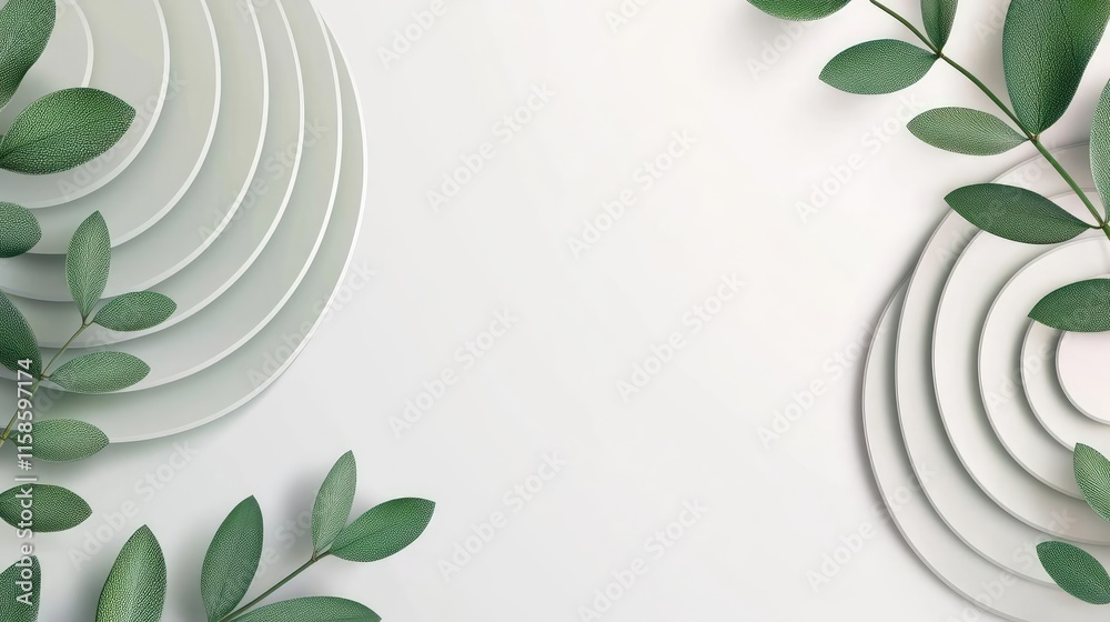Aufkleber sage leaves abstract background concept. elegant green leaves arranged on a clean white background w