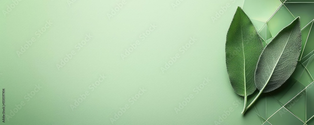 Aufkleber sage leaves abstract background concept. a serene green backdrop featuring vibrant leaves for a calm