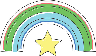 rainbow on the wall illustration vector, Cute Rainbow