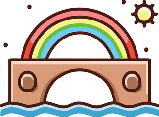 rainbow on the wall illustration vector, Cute Rainbow