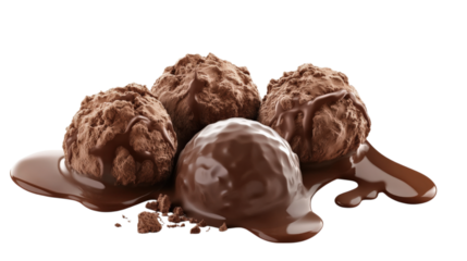 Rich cho te truffles coated in cocoa, oozing with deliciousness, perfect for dessert lovers. Indulge in this decadent treat that melts in your mouth