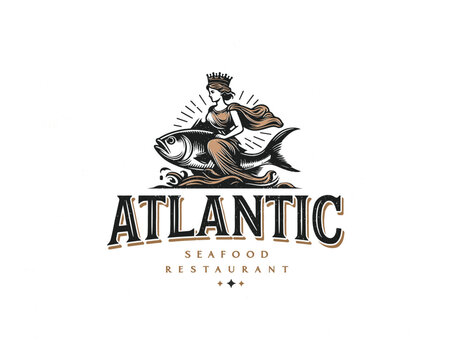 Vintage classic unique queen atlantis luxury restaurant hotel boutique hotel logo template for food beverages business
