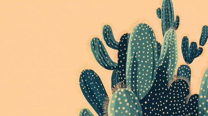 Fototapeta premium Minimal Cactus Design with Clean Lines and Soft Colors