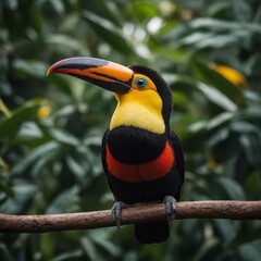 Obraz premium A baby toucan watching its surroundings.