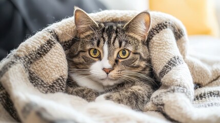 Cozy Cat Under a Soft Blanket