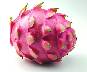 Ripe, pink dragon fruit (pitahaya) isolated on white background, a vibrant, healthy tropical treat