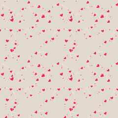 Pattern with beads with hearts and round beads, hearts on string, decoration design element for Valentines Day, wedding, declaration of love, romance.