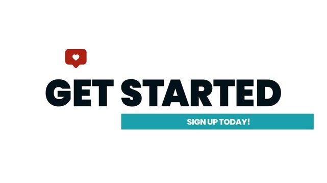 Animated Sign Up Now Typography on colorful Screen Background Get started today