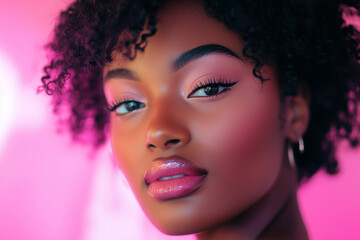 Fototapeta premium Beautiful black young woman model. Generative Ai.