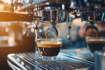 Espresso Machine Pouring Coffee