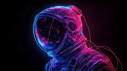Vibrant Abstract Astronaut in Galactic Background