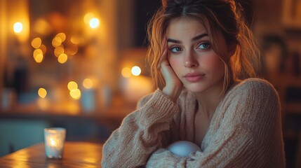 Captivating Serenity in a Warm Indoor Setting with Candlelight Glow