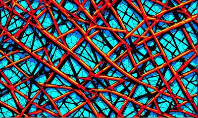 Obraz premium vibrant arrangement of colorful geometric shapes and lines creates a dynamic visual effect