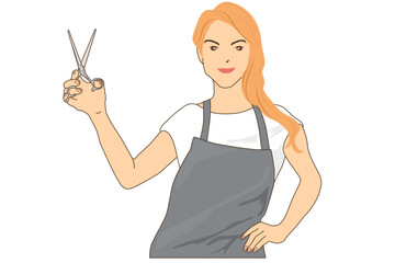 ハサミをもってポーズをバッチリ決めている美容師