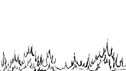 筆タッチの手描きの炎の背景イラスト