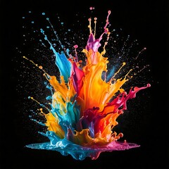 High-Speed Photograph of Vibrant Paint Splash Frozen in Mid-Air, Captured with Ultra-Fast Shutter