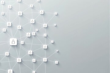 Abstract user icons linked by lines on soft gradient background, symbolizing networking, communication, and connection concepts. Ai generative