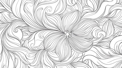 A whimsical hand-drawn floral seamless pattern in vector format, showcasing intricate linework on a white background. 