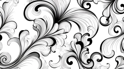 Fototapeta premium An abstract floral seamless pattern with geometric and organic elements combined in a vector design, set on a pristine white background. 