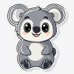 Charming Cartoon Koala Sticker with Minimalist Design and Soft Pastel Colors