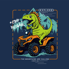 Obraz premium Dino Quad ATV Extreme sports racing, vector illustration
