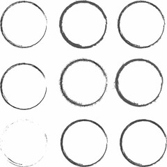 Set of hand drawn scribble circles, vector design elements, 9 hand drawn black circles.