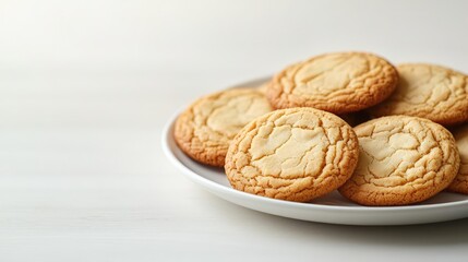 Pastel cookies concept. Freshly baked cookies arranged on a plate, perfect for a cozy treat or dessert.