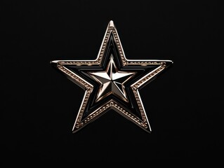Fototapeta premium A golden five-pointed star with intricate details stands out against a dark background, creating an elegant and striking contrast.