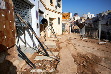Houses destroyed after the passage of the Valencia DANA in 2024 in Chiva, Poyo ravine
