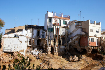 Houses destroyed after the passage of the Valencia DANA in 2024 in Chiva, Poyo ravine
