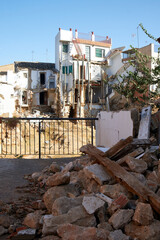 Houses destroyed after the passage of the Valencia DANA in 2024 in Chiva, Poyo ravine