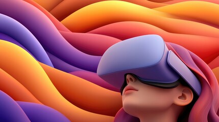 Fototapeta premium Virtual reality experience digital world illustration abstract background eye-level immersion in technology