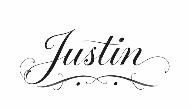 Elegant Cursive Justin Name Art