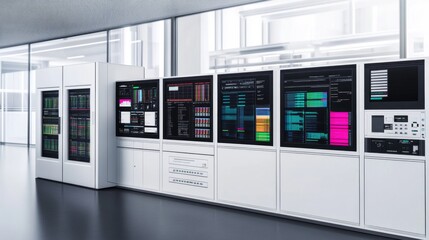 Supercomputer processing vast amounts of data, symbolizing advanced technology and innovation in data analytics and computational power.